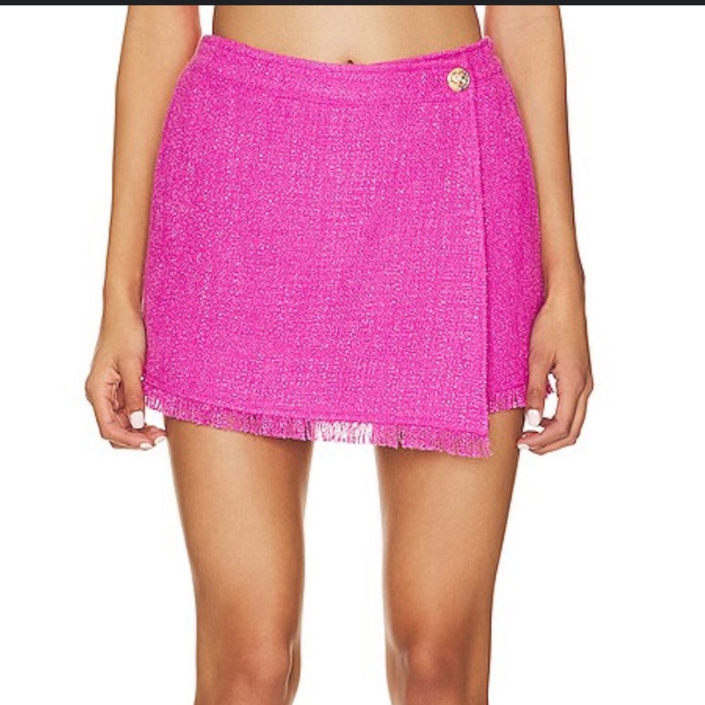 Pink Fringe Mini Skirt